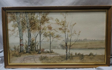 Vintage Unsigned Illinois Landscape Watercolor Painting
