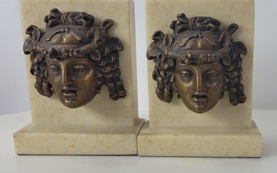 Vintage bookends museum sculpture book holders neoclassical