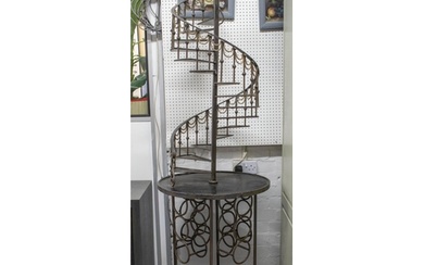 WINE RACK, 213cm H x 61cm, metal and glass of spiral stairca...