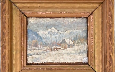 Walter Emerson Baum (American, 1884-1956) landscape in winter, oil on board, signed lower left, 3.5