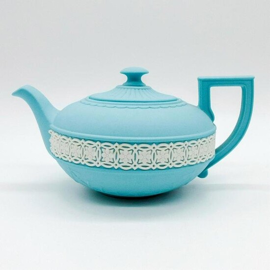 Wedgwood Dark Turquoise Jasperware, Egyptian Teapot