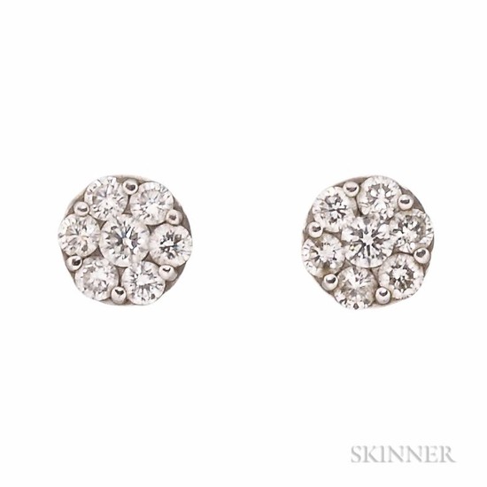 White Gold and Diamond Cluster Earstuds