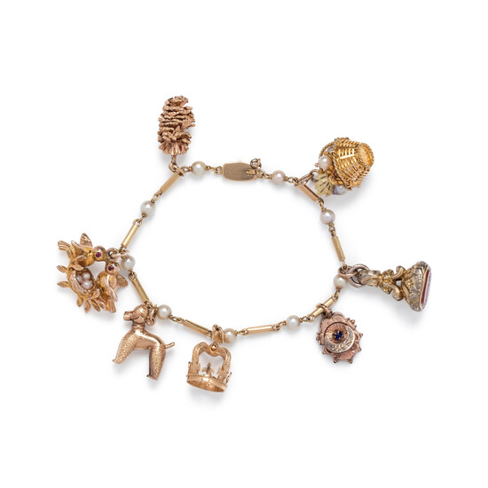 YELLOW GOLD AND GOLD-FILLED CHARM BRACELET