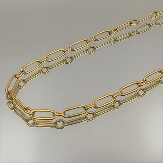 Yellow gold chain (750‰) with alternating oval links.