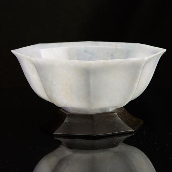 Early 20th c. Chinese Lavender Jade Bowl w/ stand