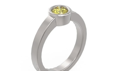 0.50 ctw Fancy Yellow Diamond Ring 18K White Gold