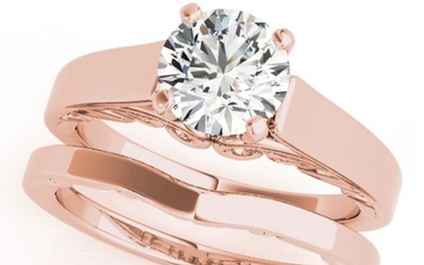 1 ctw Certified VS/SI Diamond Solitaire 2pc Wedding Set 14k Rose Gold