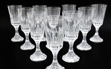 10 Baccarat France Crystal Glass White Wine Goblets in D'Assas, Signed
