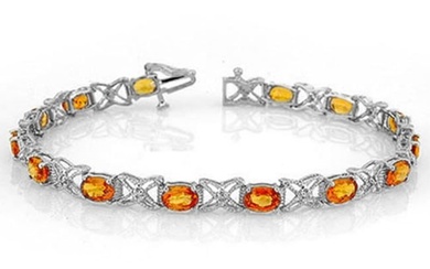 10.15 ctw Orange Sapphire & Diamond Bracelet 18k White Gold