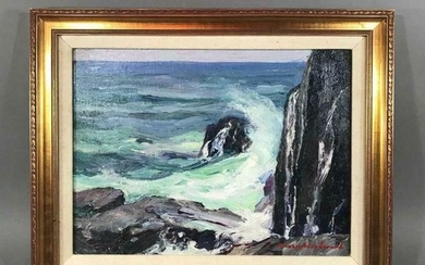 STANLEY WINGATE WOODWARD CRASHING SURF OIL PAINTING