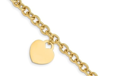 10K Yellow Gold Heart Charm Hollow Bracelet