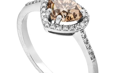 1.19 tcw SI1 Diamond Ring - 14 kt. White gold - Ring - 1.03 ct Diamond - 0.16 ct Diamonds - No Reserve Price