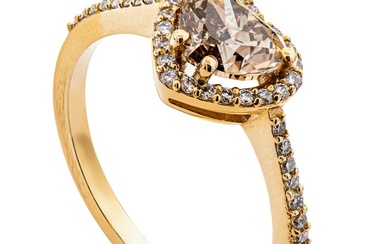 1.20 tcw VS1 Diamond Ring - 14 kt. Yellow gold - Ring - 1.01 ct Diamond - 0.19 ct Diamonds - No Reserve Price