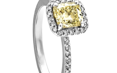 1.25 tcw Diamond Ring - 14 kt. White gold - Ring - 1.03 ct Diamond - 0.22 ct Diamonds - No Reserve Price