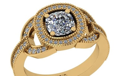 1.31 Ctw SI2/I1 Gia Certified Center Diamond 14K Yellow Gold Engagement Ring