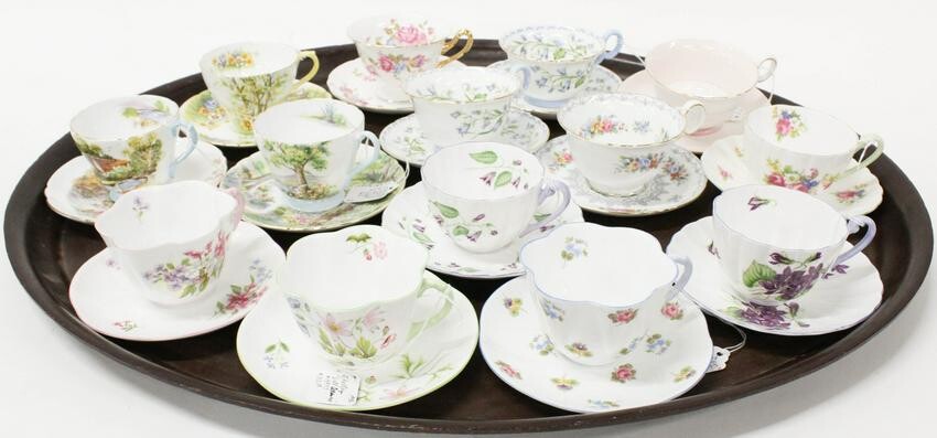14 Shelley English Bone China Tea Cups and Saucers