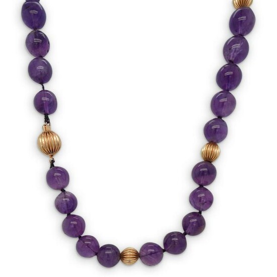 14K Gold & Amethyst Beaded Necklace