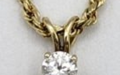 14K Yellow Gold Rope Chain Diamond Necklace