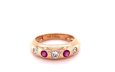 14KT GOLD RUBY RING WITH DIAMONDS