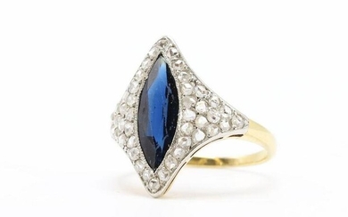 14KY Gold Platinum Sapphire and Diamond Ring