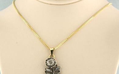 14k goud en Z2 zilver Silver, Yellow gold - Necklace with pendant Diamond