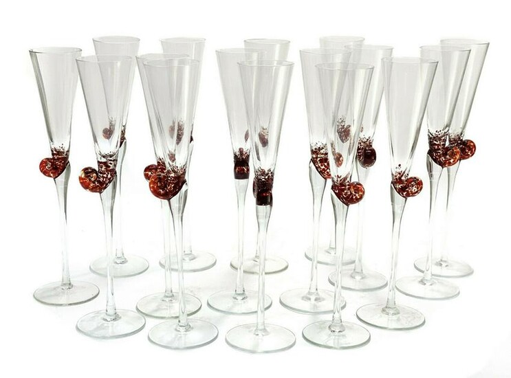 16 Continental Glass Snail Escargot Caviar Wine Goblets