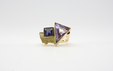 18 kt. Gold, Yellow gold - Ring - 1.50 ct Amethyst - Amethysts