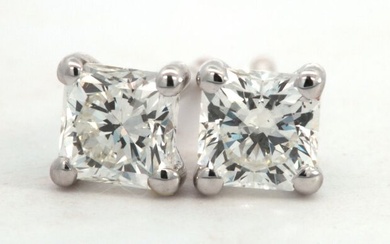 18 kt. White gold - Earrings - 1.00 ct Diamond - Diamonds