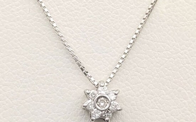 18 kt. White gold - Necklace with pendant - 0.08 ct Diamond