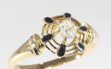 18 kt. Yellow gold - Ring - 0.24 ct Diamond - Antique Victorian, Anno 1850, Free resizing*