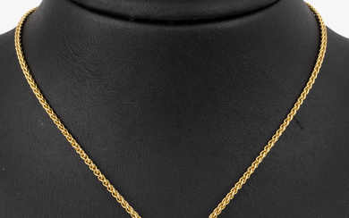 18 kt gold ruby-brilliant-pendant "heart" , YG 750/000, centered round...