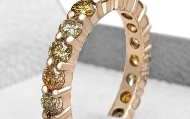 1.82 Carat Fancy Color Diamonds 3/4 Eternity Band - 14 kt. Pink gold - Ring - NO RESERVE