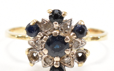 18CT GOLD SAPPHIRE & DIAMOND RING - AF