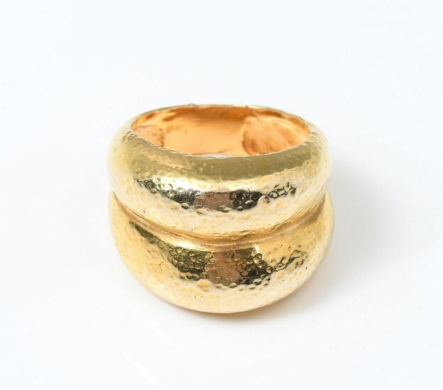 18K HAMMERED DOUBLE DOME RING