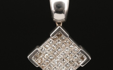 18K Square Invisible Set Diamond Pendant