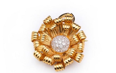 18K Yellow Gold & Diamond Pendant/Brooch