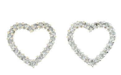 18ct white gold diamond heart stud earrings