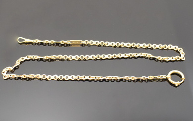 18k yellow gold pocket watch chain, snap link and spring...