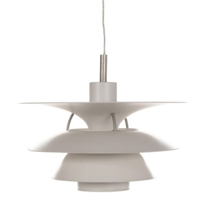 1907/881: Poul Henningsen: "Charlottenborg". PH 6½-6 pendant with white painted metal shades. Manufactured by Louis Poulsen. H. 50. Diam. 65 cm.