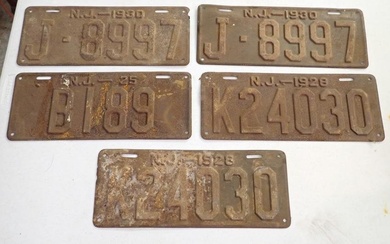 1925 1928 1930 NJ License Plates