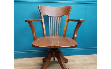 1940's oak swivel open arm office chair. {90 cm H x 65 cm W ...
