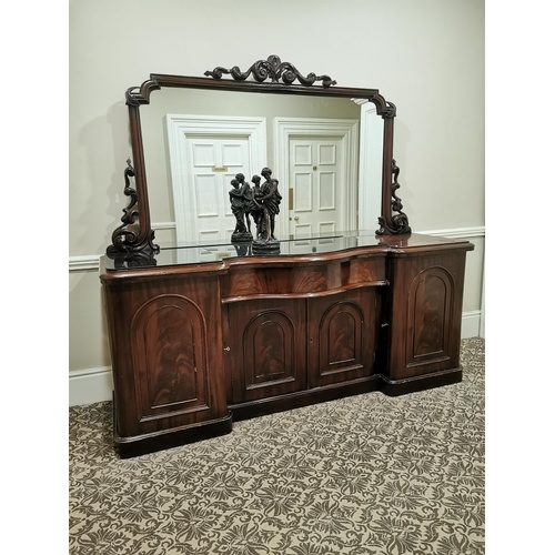 19th C. mahogany pedestal sideboard the mirror back above an...