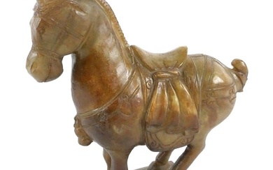 20th C. Chinese Carved Jade Stone Tang Horse