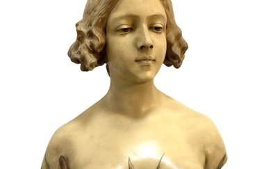 20th Century French Art Nouveau Terracotta Bust by Affortunato (Fortunato) Gory (1895 - 1925) Italy