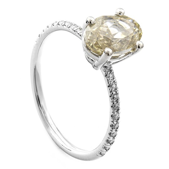 2.19 tcw Diamond Ring - 14 kt. White gold - Ring - 2.02 ct Diamond - 0.17 ct Diamonds - No Reserve Price
