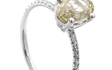 2.19 tcw Diamond Ring - 14 kt. White gold - Ring - 2.02 ct Diamond - 0.17 ct Diamonds - No Reserve Price