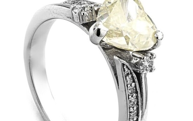 2.24 tcw Diamond Ring - 14 kt. White gold - Ring - 2.00 ct Diamond - 0.24 ct Diamonds - No Reserve Price