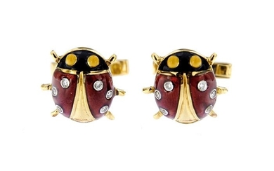 Ladybugs - 18 kt. Yellow gold - Cufflinks - 0.24 ct Diamond