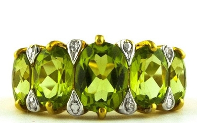 Luxury - 18 kt. Yellow gold - Ring Peridot - Diamonds