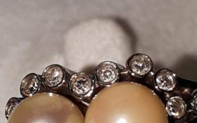 19,2 kt. Gold - Ring Pearl - Diamond